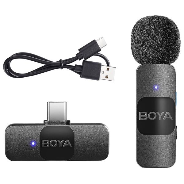  BOYA Wireless lavalier microphone - USB-C Compatibility - Noise Canceling - Black 