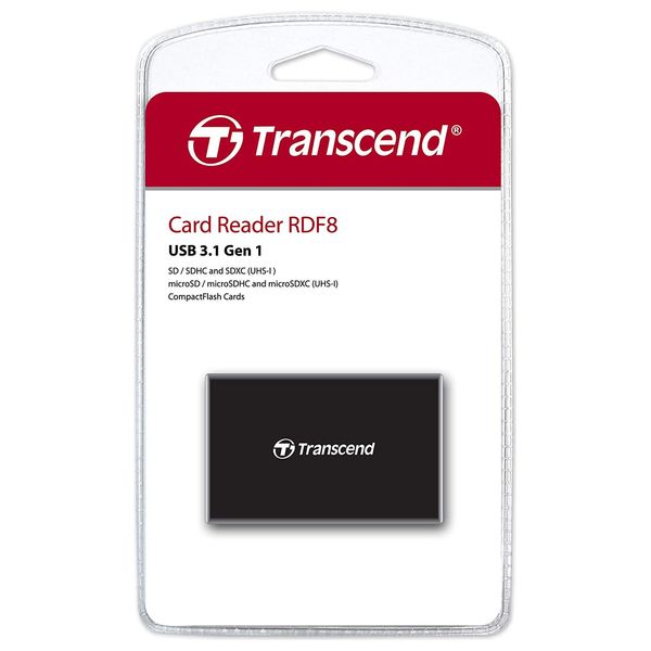 قارئ بطاقات متعدد الوظائف ترانسيند - يو اس بي 3.1 الجيل الأول - أسود