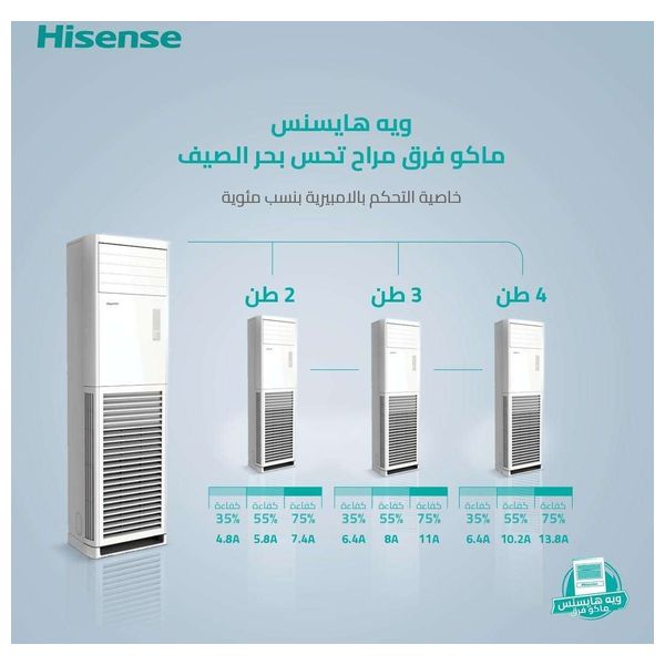  سبلت هايسنس عامودي - 4 طن - QAUF-48UT4 - انفيرتر - تحكم بالأمبير 3 مراحل - أبيض 