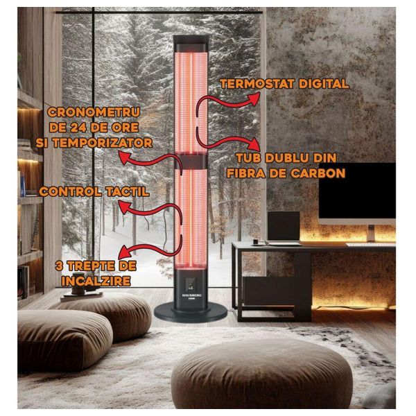  HAUSBERG HB-8570NG - Carbon Heater - 3000 W - Black 
