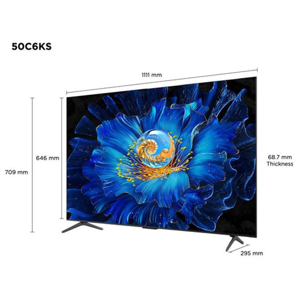  شاشة تي سي ال 50-انج فئة C6KS - سمارت - 4K - QD-Mini LED  - إصدار 2025 - 60 هيرتز 