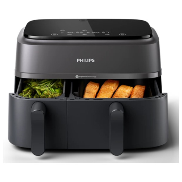 قلاية هوائية بسلة مزدوجة من فيليبس NA350/00 - بقدرة 2750 واط -  أسود