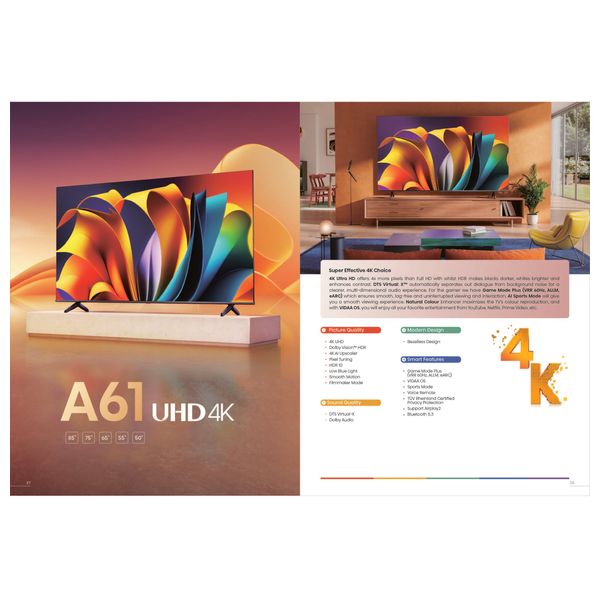  شاشة هايسنس 65-انج فئة  A62QS - سمارت - 4K - LED - إصدار 2026 - 60 هيرتز 