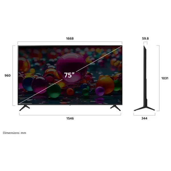شاشة ال جي - 75 انج - 4K - ذكي - 60 هرتز - ويب او اس - UA85006LA - اسود
