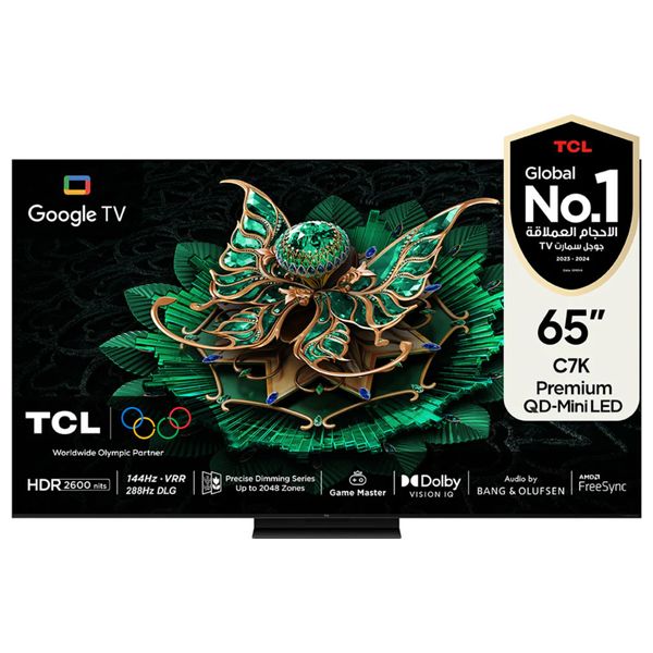 شاشة تي سي ال 65-انج فئة C7K - سمارت - 4K - QD-Mini LED - إصدار 2025 - 144 هيرتز + سماعات تي سي ال - TP200K - اسود