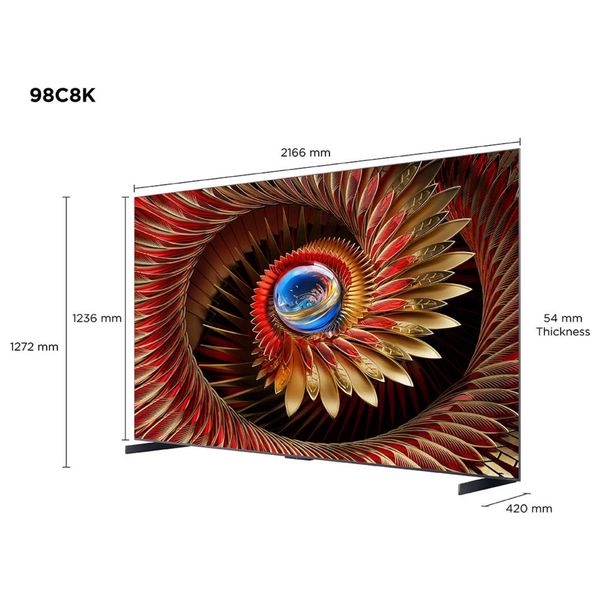 شاشة تي سي ال 98-انج فئة C8K - سمارت - 4K - Mini LED - إصدار 2025 - 144 هيرتز + تي سي ال تاب 10L + سماعات تي سي ال - TP200K - اسود