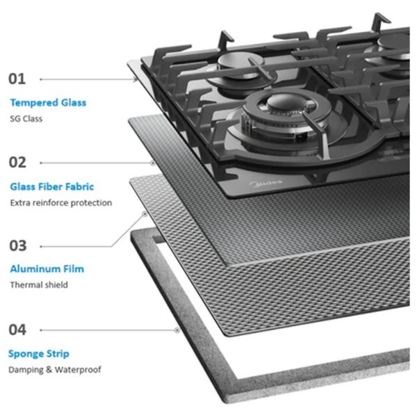  Midea 60GH096 - 4 Burners - Built-In Gas Cooker -Black 