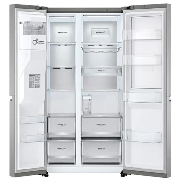  LG GCJ-287TVL - Side by Side Refrigerator - 22 Ft - Inverter - Silver 