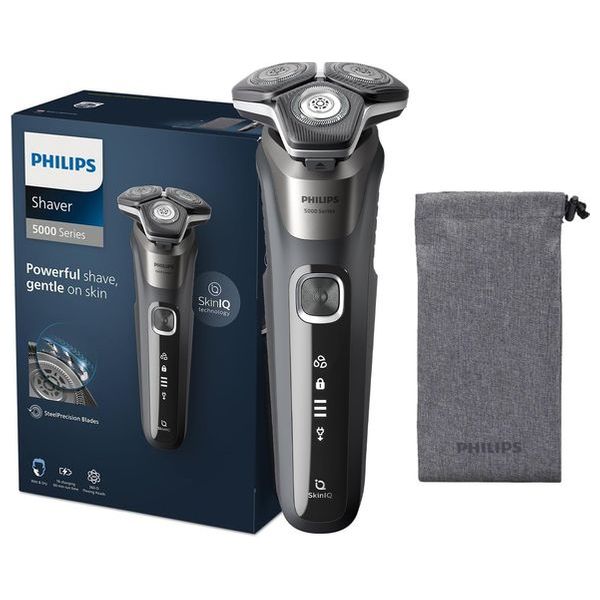  ماكنة حلاقة كهربائية فيليبس - S5887/10 - Series 5000 - للاستخدام الرطب والجاف - تقنية Smart SkinIQ - رمادي 