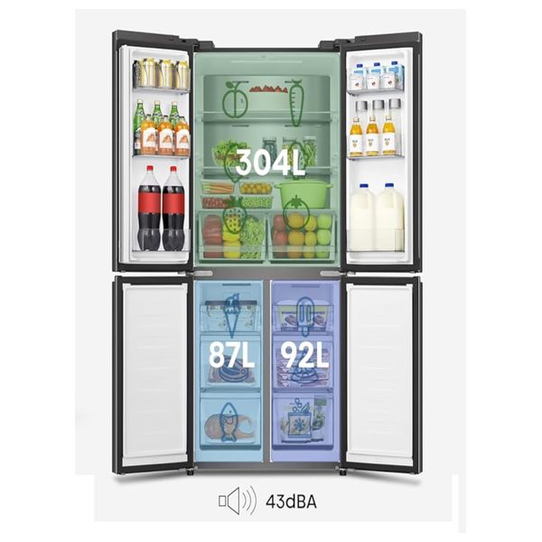 ثلاجة هايسنس ذات التصميم الفرنسي - 17 قدم - RQ5G470SBK3 -  بيجي