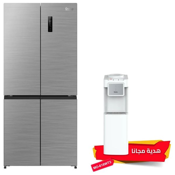 ثلاجة دنكا ذات التصميم الفرنسي - 19 قدم - RM-670FDG - رمادي + براد ماء دنكا مع ثلاجة - MO-618WT3 - ابيض