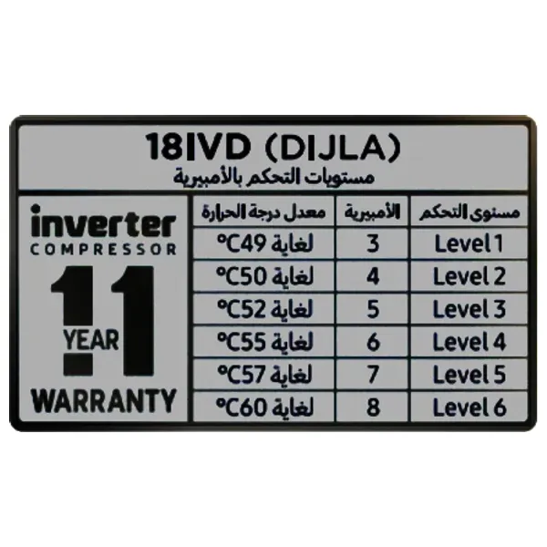  سبلت جداري الحافظ - 1.5 طن - انفيرتر - تحكم بالأمبير بـ 6 مراحل - 18IVD - أبيض 