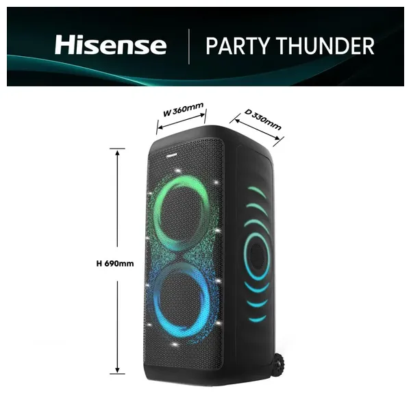  Hisense Party Thunder - Bluetooth Speaker - 620 W - Black 