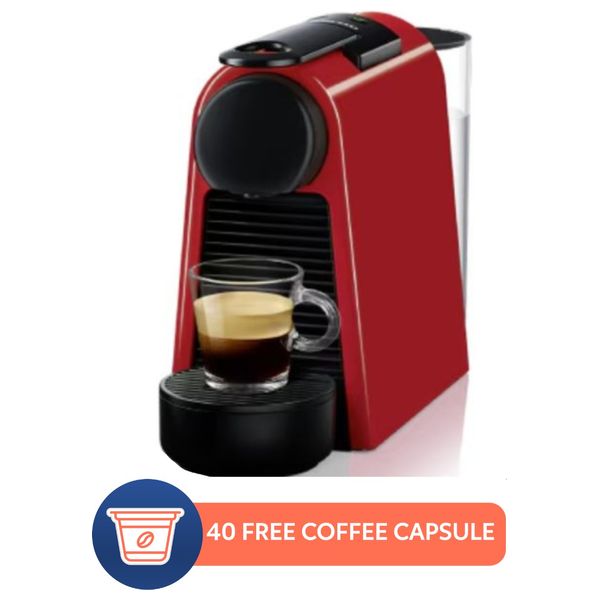  Nespresso NS15037 - Coffee Maker - Red + 40 كبسولة قهوة مجانية 