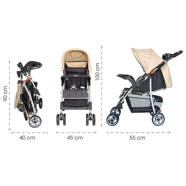 Moon Trek Baby Stroller - Foldable Travel Pushchair - Gray