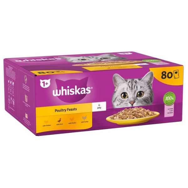 Whiskas Poultry Feast in Jelly Cat Food - 80X