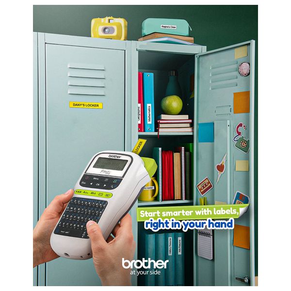  Brother Handheld Label Printer - 20mm/s Print Speed ​​- Supports TZe Tapes up to 12mm - LCD Screen - White 