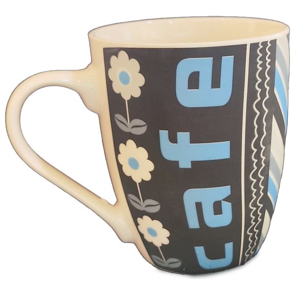  ماغ انيق بنقوش ورود - ابيض و ازرق 