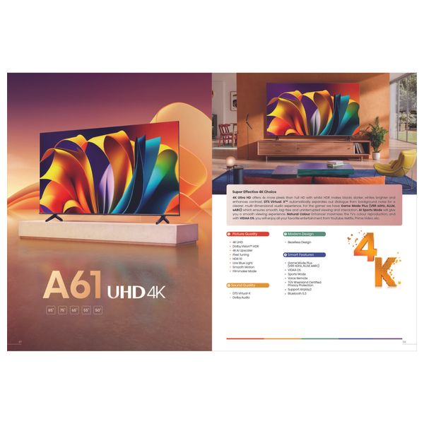  Hisense 75-Inch A61S Series - Smart - 4K - LED - 60Hz - 2026 Model 