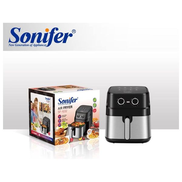 Sonifer Air Fryer - 6.5L capacity - Dual control panel - Black