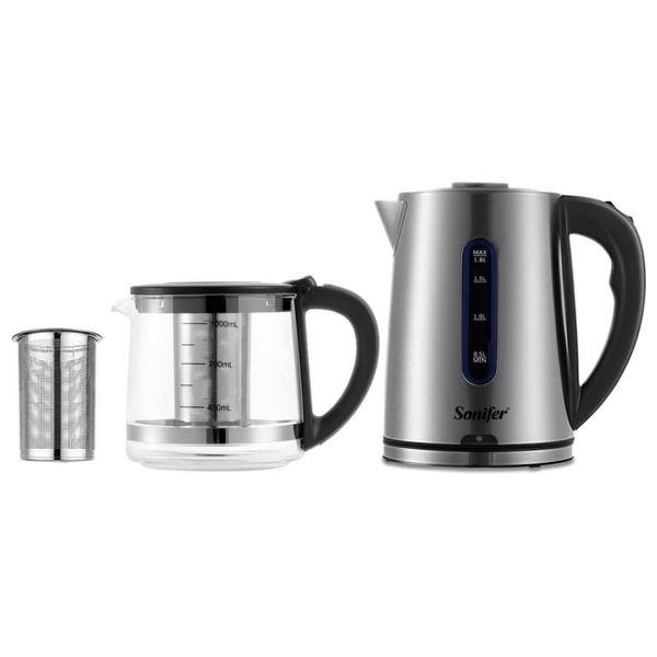  Sonifer Smart Electric Kettle Set with Glass Tea Pot - 1500W 