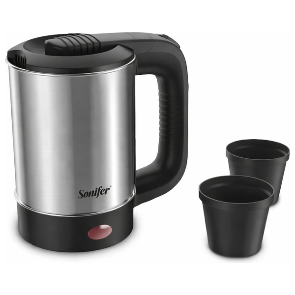  سونيفر غلاية الكهربائية المحمولة مع كوبين - 0.5 لتر - 600 واط - SF-2099 - ستانلس ستيل 