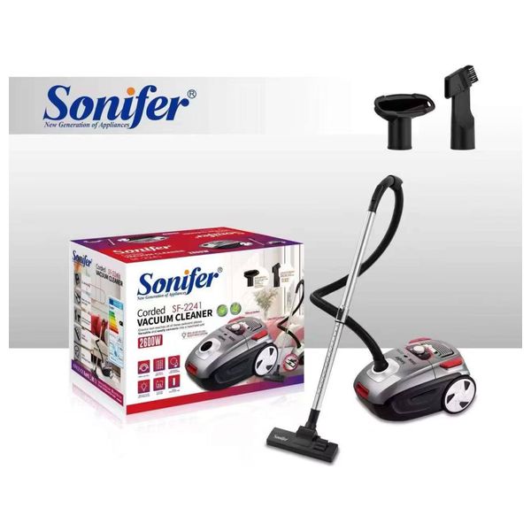  مكنسة سونيفر كهربائية مع كيس - 2600 واط - 3 لتر - SF-2241 - سلفر 