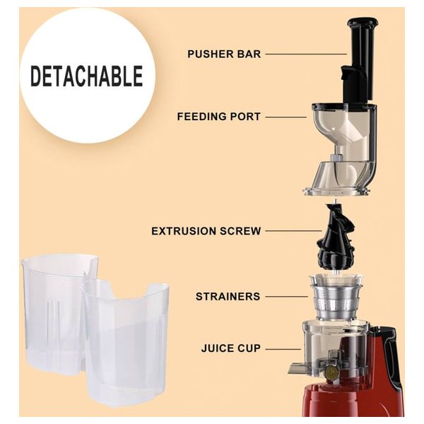  Sonifer SF-5537 - Cold Press Slow Juicer - 150W - Red 