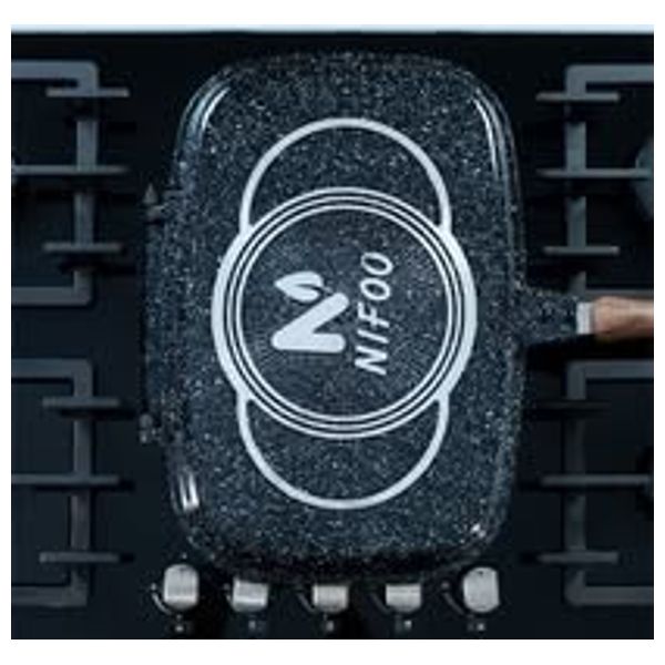  Naivo - Double-Sided Grill Pan - 24 cm - Non-Stick Granite Coating - Black 