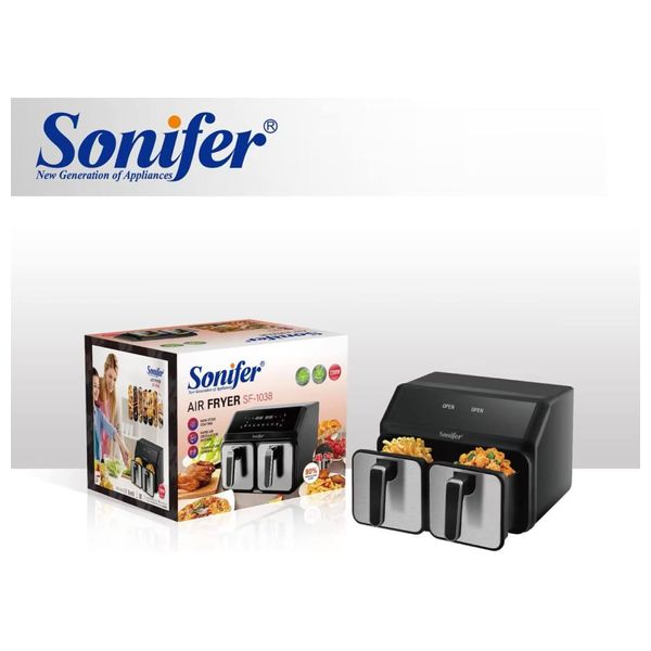  قلاية هوائية سونيفر - 2200 واط - 8 لتر - أسود 