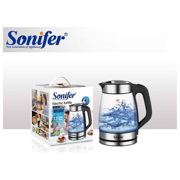  Sonifer Electric Kettle - 2200W - Glass - 1.7L 