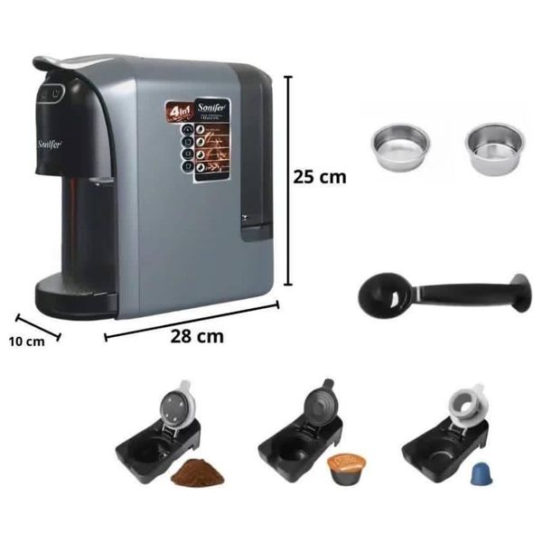 Sonifer SF-3585 Multi-Functional Capsule Coffee Machine - 1400W - One-touch control with LED indicators - Black