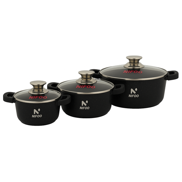  Nifoo Cookware Set - 3 piece - Black 
