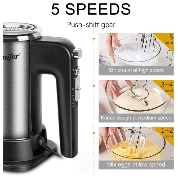 Sonifer 2-in-1 Hand Mixer - 400W  - Stainless steel body with comfortable and safe grip -  Silver