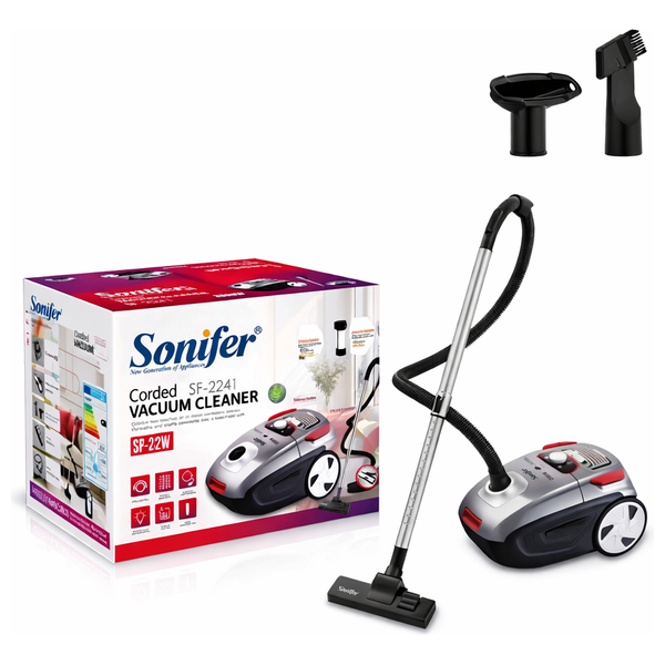  مكنسة سونيفر كهربائية مع كيس - 2600 واط - 3 لتر - SF-2241 - سلفر 