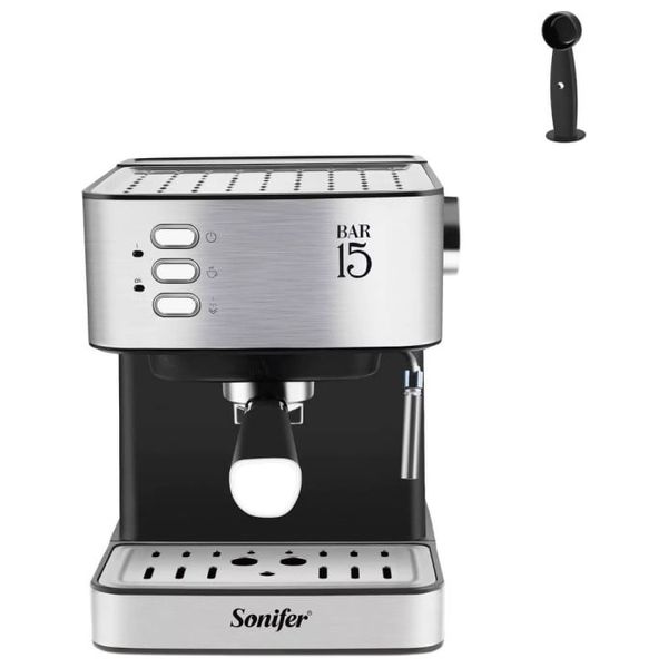 Sonifer Espresso Coffee Maker - 850W - Stainless-steel body - High-performance 15-bar pump - Silver