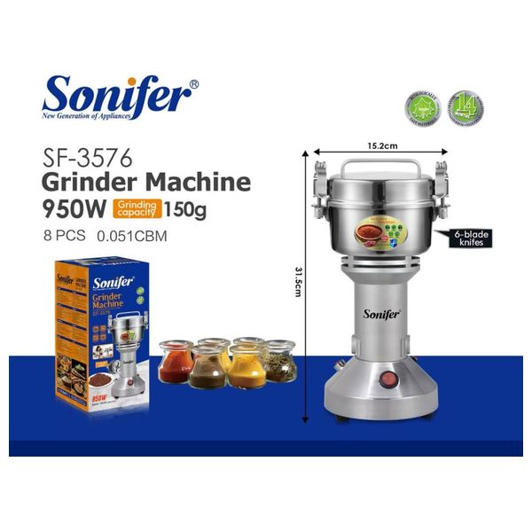 مطحنة كهربائية سونيفر - 950 واط - بسرعة 28000 دورة / دقيقة - سلفر