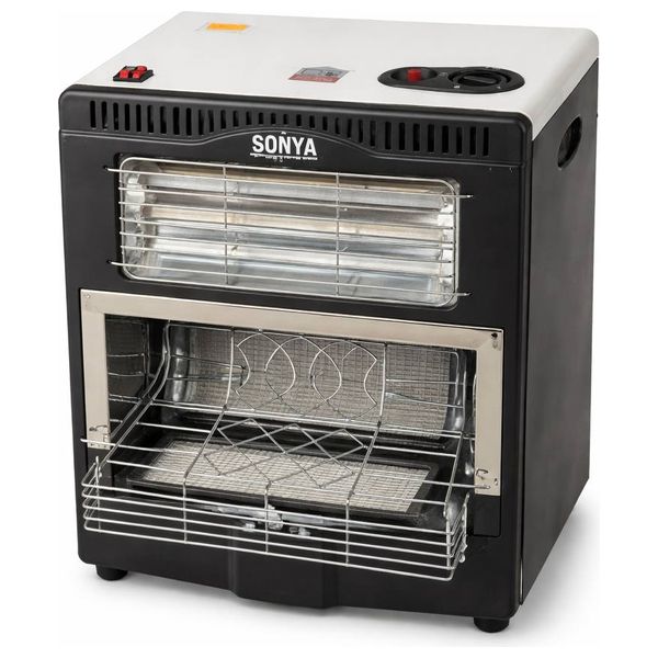  مدفأة سونيا مزدوجة التشغيل غاز وكهرباء مع نظام أمان وعجلات متحركة 