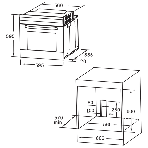  Zogor BGZ60B - Gas Oven - 65 L - Black 