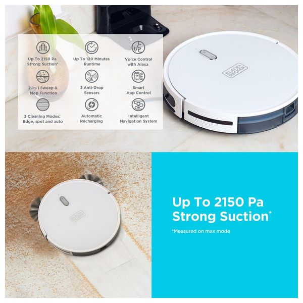 Black & Decker BRVA425B10-B5 - Robotic Vacuum Cleaner & Mop - White