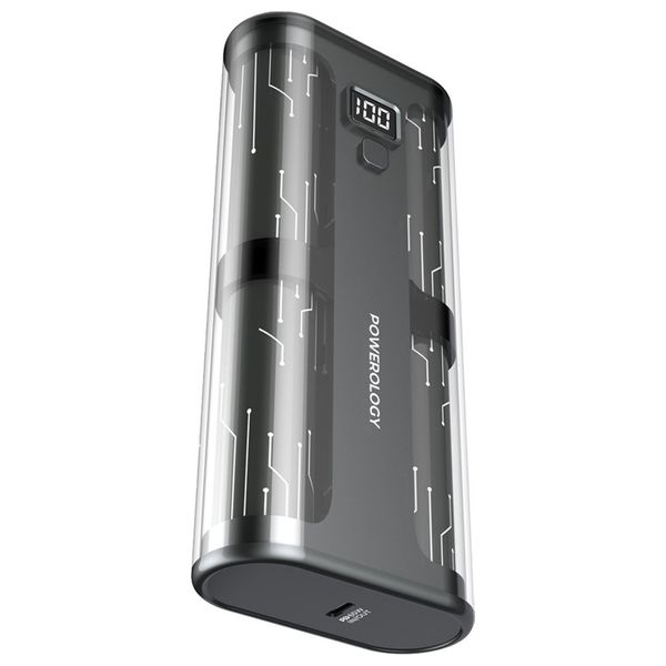  شاحن محمول باورولوجي سيريز البلورية - 20000 مللي امبير - بقدرة 65 واط PD - رمادي 