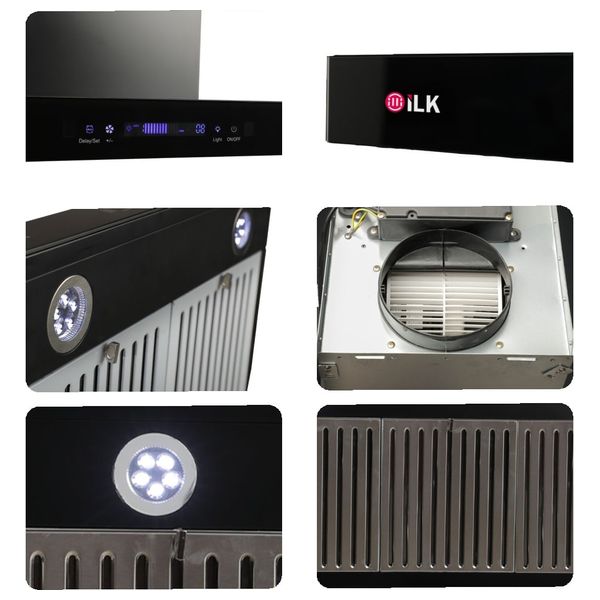  ILK E90T1B - Cooker Hood - 3 Levels Speeds - Digital Display - Black 