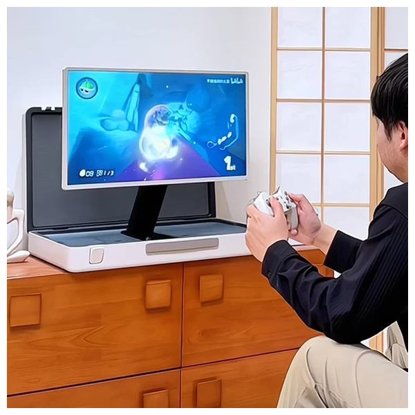  شاشة عرض داخل الحقيبة محمول باورولوجي - شاشة LCD مقاس 27-انج عالية الدقة بالكامل - نظام أندرويد - زوايا عرض قابلة للتعديل 90 درجة - أبيض 