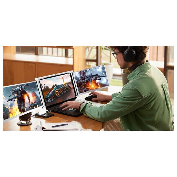  Powerology - Dual Screen Portable Monitor - 13.3-inch IPS display - 60Hz - Silver 