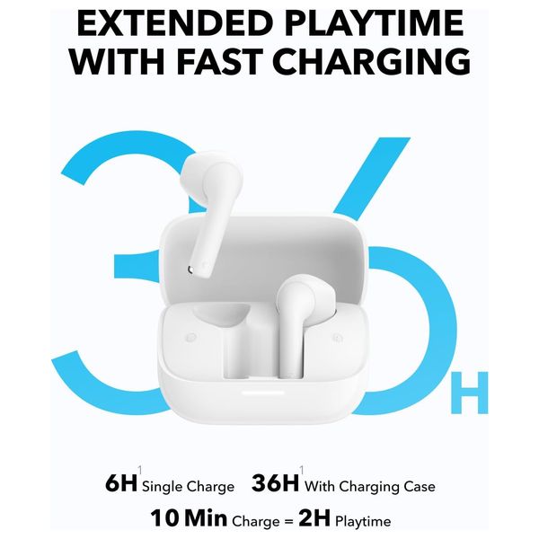  Anker K20i - Bluetooth Headphone In Ear - Up to 36 hours with charging case - White 