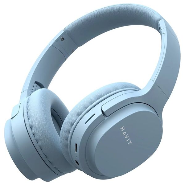  Havit I62 Wireless Headset - Hybrid Active Noise Cancellation for clear audio - Bluetooth V5.3 for fast and stable connectivity - Blue 