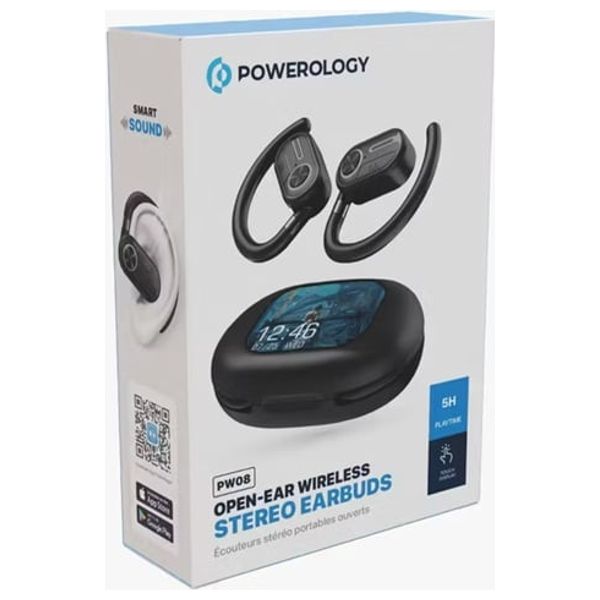  Powerology - ENC TWS Earbuds - Smart Touch Controls - HiFi Audio, High-Definition Display - Black 