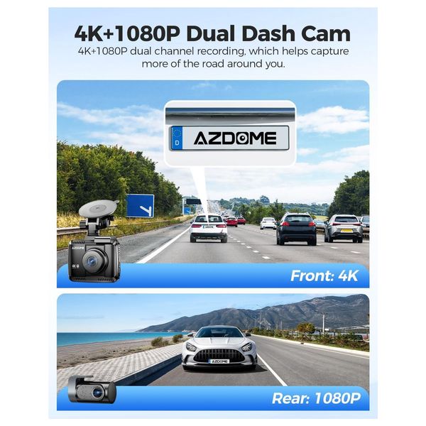  Azdome GS63H-PRO - Dash Camera - 4K Ultra HD Dual Channel - Black 