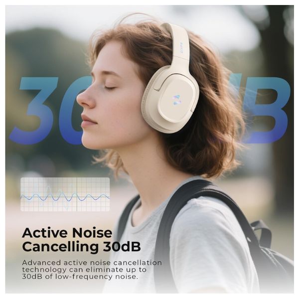 Havit H612BT - Bluetooth Headphone Over Ear - Up to 55 hours Battery Life - Built-in noise-canceling microphone - Beige