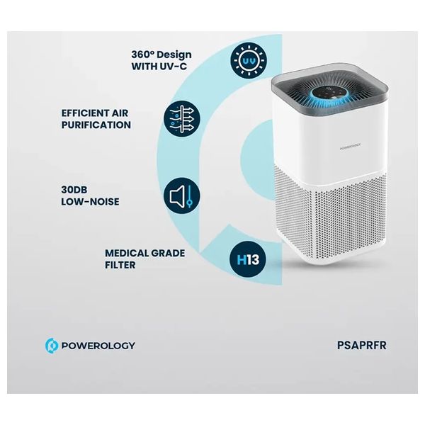  منقي هواء ذكي باورولوجي - يزيل الروائح والدخان - تنقية هواء فعالة - أبيض 